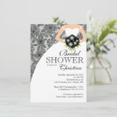 Modern Black Grey floral Bride Vrijgezellenfeest Kaart (Staand voorkant)