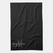 Modern Black Grey Monogram Pas getrouwd Wedding Theedoek (Verticaal)