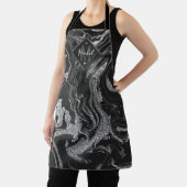 Modern Black Grey Silver Glitter Marble Monogram Schort (Insitu)