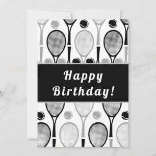 Modern Black & Grey Tennis Player Coach Birthday