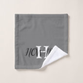 Modern Black Grey White Monogram Name Pas getrouwd Bad Handdoek (Wasdoekje)