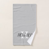 Modern Black Grey White Monogram Name Passen getro Bad Handdoek (Handdoek)