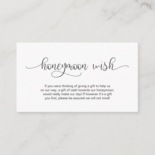 Modern Black Hand Lettered design, Honeymoon Wish Informatiekaartje (Voorkant)