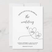 Modern Black Heart Calligraphy Script Wedding Kaart (Voorkant)