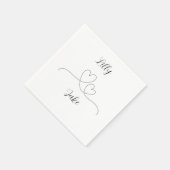 Modern Black Heart Calligraphy Script Wedding Servet (Hoek)