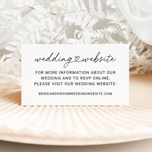 Modern Black Heart Script Weddenschap Website Informatiekaartje