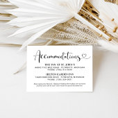 Modern Black Heart Script Wedding Accommodations Informatiekaartje