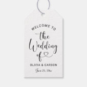 Modern Black Heart Script Weduwen Welkom Cadeaulabel (Voorkant)