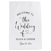 Modern Black Heart Script Weduwen Welkom Medium Cadeauzakje (Voorkant)