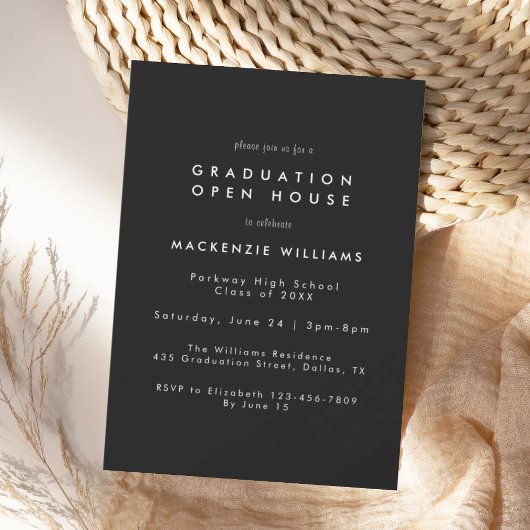 Modern Black High School Graduation Invitation