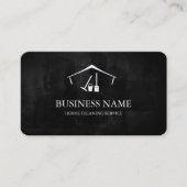Modern Black House Cleaning Service House Logo Visitekaartje (Voorkant)