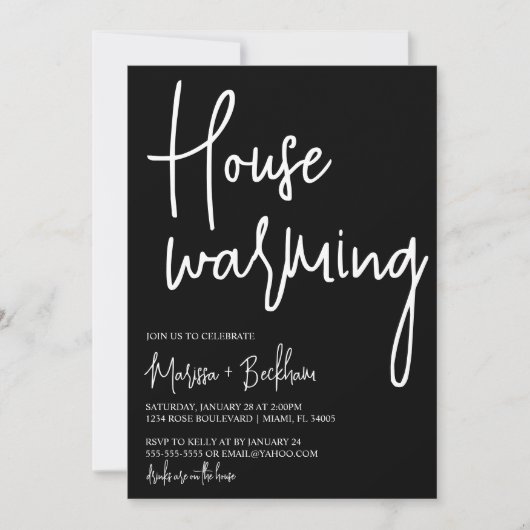 Modern Black Housewarming Invitation Kaart (Voorkant)
