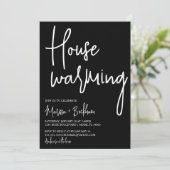 Modern Black Housewarming Invitation Kaart (Staand voorkant)