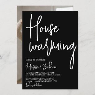 Modern Black Housewarming Invitation Kaart