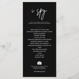 Modern Black i Spy Weddenschap Hashtag Menu