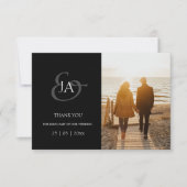 Modern Black Initialen Foto Weddenschap Hartelijk (Voorkant)