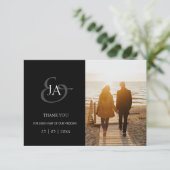 Modern Black Initialen Foto Weddenschap Hartelijk (Staand voorkant)