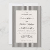 Modern Black & Ivory Striped Wedding Invitation (Devant)