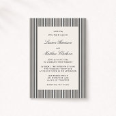 Modern Black & Ivory Striped Wedding Invitation Kaart