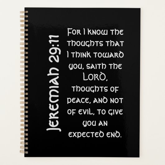 Modern Black Jeremiah 29:11 Scripture Verse Planner (Voorkant)