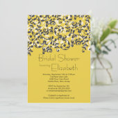 Modern Black Leaf Scroll Bridal Shower Kaart (Staand voorkant)