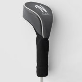 Modern Black Leather Texture White Monogram Name Golfheadcover (Schuin)