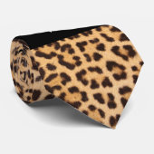 Modern Black Leopard Print Monogram Mannen Stropdas (Opgerold)