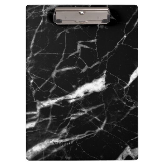 Modern Black Marble Designer Persoonlijk Klembord (Voorkant)