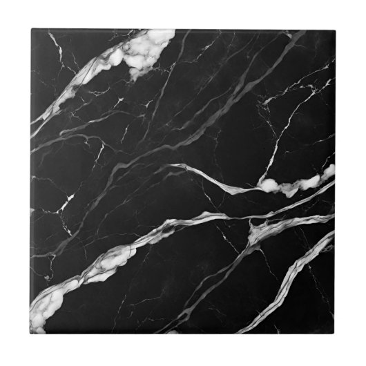 Modern Black Marble Pattern Tegeltje (Voorkant)