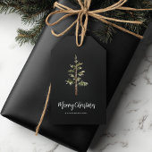 “Modern Black Merry Christmas Cadeaulabel