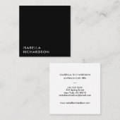 Modern Black Minimalist Vierkante Visitekaartje (Voorkant / Achterkant)