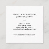 Modern Black Minimalist Vierkante Visitekaartje (Achterkant)