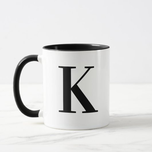 Modern Black Monogram Letter K Typography Mok (Links)