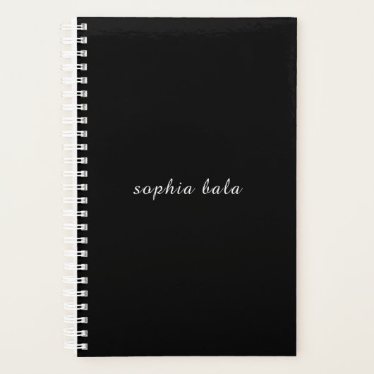 Modern Black Monogram Name Design Planner (Voorkant)