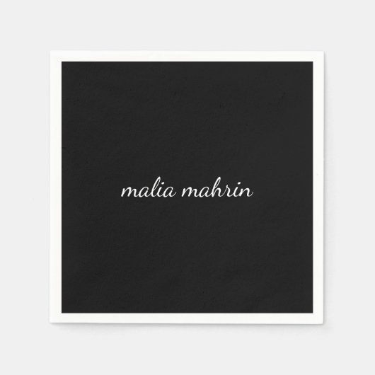 Modern Black Monogram Script Design Servet (Voorkant)