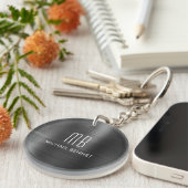 Modern Black Monogrammed Sleutelhanger (Voorkant Rechts)