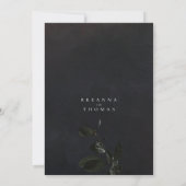 Modern Black Moody Botanical Save the Date (Achterkant)