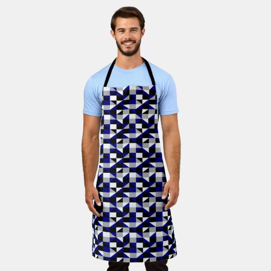 Modern Black Navy Blue Geometric Pattern Schort (Gedragen)