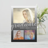 Modern Black Ombre Afstuderen 3 foto's Afstuderen Aankondiging (Staand voorkant)