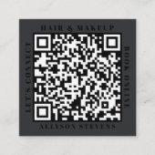 Modern Black on Black Bold QR Code Hair & Makeup Vierkante Visitekaartje (Voorkant)