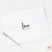Modern Black op White Wedding Ronde Sticker (Envelop)