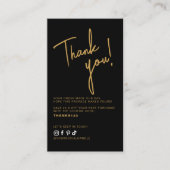 Modern black order thank you QR code Visitekaartje (Voorkant)