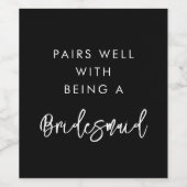 Modern Black Pairs goed met het zijn van een bruid Wijn Etiket (Enkel label)