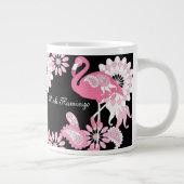 Modern Black Paisley Pink Flamingo Extra Grote Beker (Rechts)
