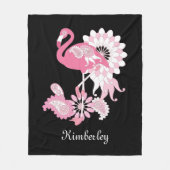 Modern Black Paisley Pink Flamingo Fleece Deken (Voorkant)