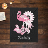 Modern Black Paisley Pink Flamingo Fleece Deken