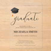 Modern Black Pet High School Afstudeerfeest Acryl Uitnodigingen (Voorkant)