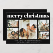 Modern Black Photo Collage Kerstvakantie Kaart (Voorkant / Achterkant)
