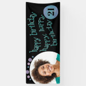 Modern Black Photo Happy Birthday Spandoek (Verticaal)