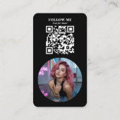 Modern Black Photo QR Code Social Media Influencer Visitekaartje (Achterkant)